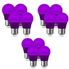 A15 LED Purple Light Bulbs, 3W(20W Equivalent), Non-Dimmable, E26 Standard Base, Indoor Outdoor, Porch, Christmas, Decoration, Party, Holiday, Event,
