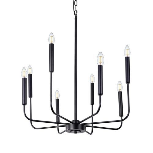 LOHAS 8-Light Modern Black Candle Chandelier,Hanging LIght for Farmhouse Living Room Bedroom