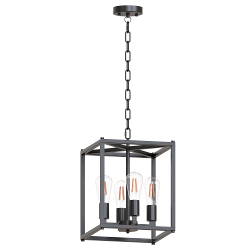 LOHAS 4-Light Farmhouse Pendant Light Fixture,Geometric Cage Design Chandelier Island Living Room Light