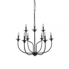 LOHAS 9-Light Black Farmhouse Chandelier,2-Tiered Chandelier,Candle Ceiling Light for Living Room,Dining Room, Kitchen,Foyer and Bedroom