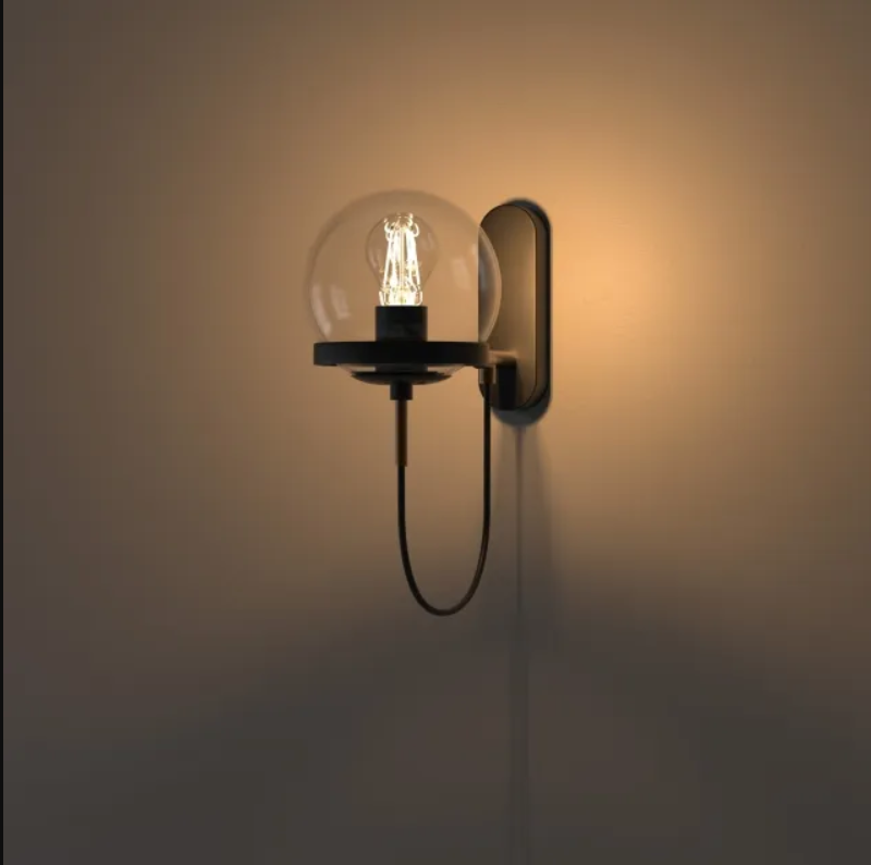 Black Retro Style Wrought Iron Wall Light