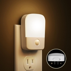 Plug in Night Light with Dusk to Dawn Sensor, Brightness Adjustable 30/60LM, Soft Warm White