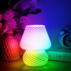 Stripe Pattern—RGB Mushroom Table Lamp Dimmable Desk Lamp with Timing Function, Replaceable Bulb