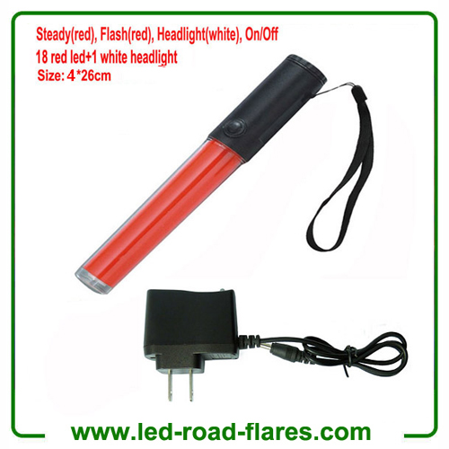 10 Inches 26cm Red Rechargeable LED Traffic Batons Led Traffic Wands