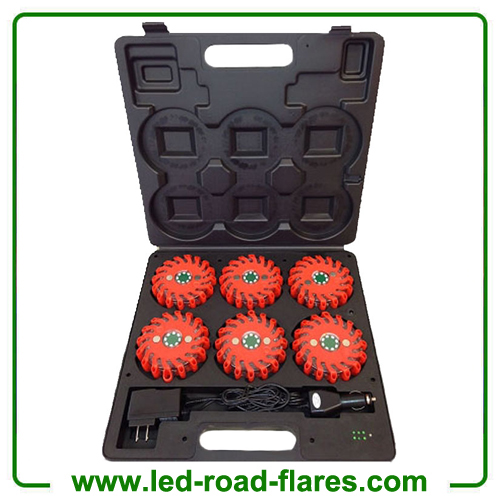 6-Pack 24 LED Rechargeable Led Power Flares Road Flares Red