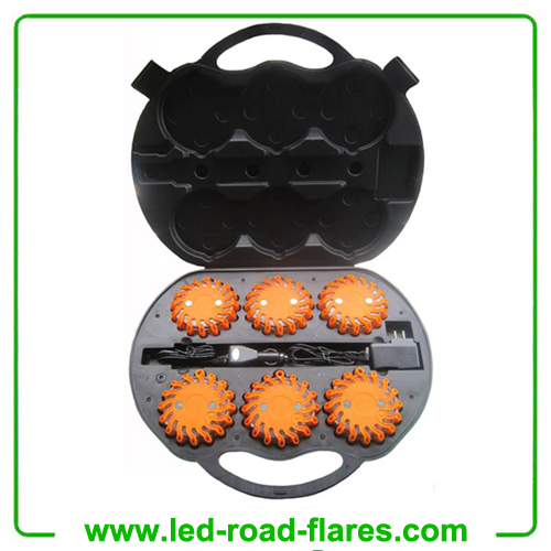 6-Pack Rechargeable Led Road Flares Amber Orange Led Light