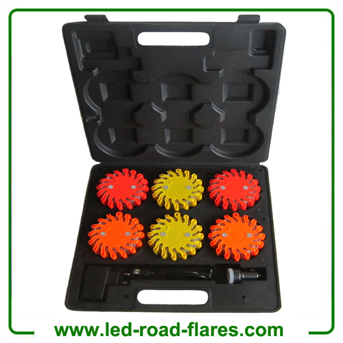 6 Packs Rechargeable LED Road Flares Safety Flares Emergency Flares Red Yellow Amber