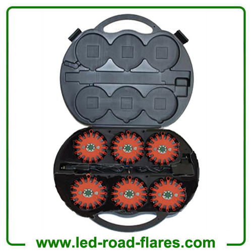  6-Pack Rechargeable 24 Led Road Flares Kits Red