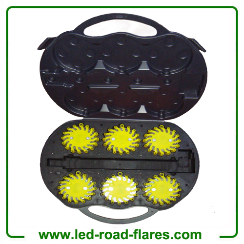 Rechargeable Red Blue Led Flares in Yellow Housing