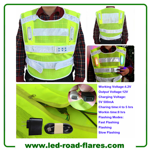 Hi Vis Reflective Rechargeable Flashing LED Light Safety Vest Safety Jacket