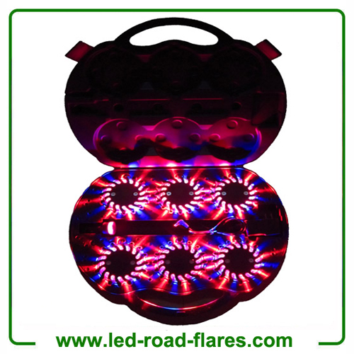 Red Blue Duo Colours 6-Packs Rechargeable Led Road Flares