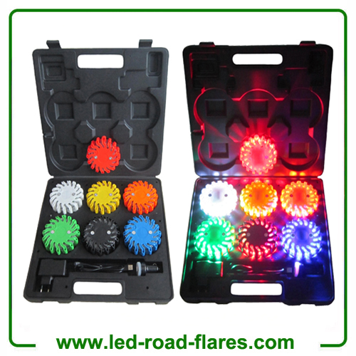 6 Packs Rechargeable Led Flares Road Flares Orange Amber Red Blue Yellow White Black Green