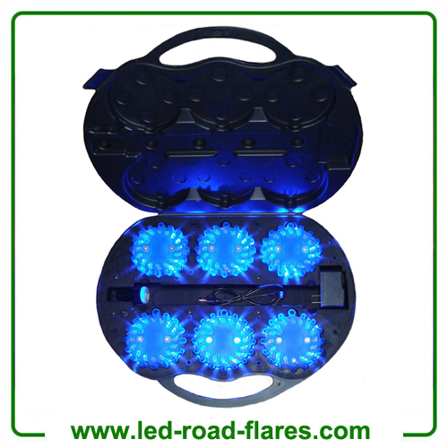 6 Packs Rechargeable Led Road Flares Led Safety Light Blue