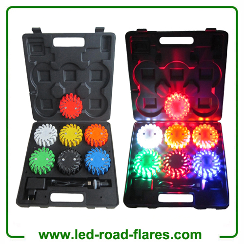 6 Packs Rechargeable Led Power Flares Road Flares Orange Amber Red Blue Yellow White Black Green
