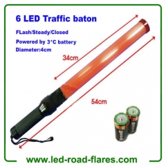 21" Inches 54cm Led Traffic Baton with 3 White LED Headlight