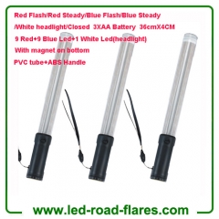 AA Battery 14" Inch 36cm Red Blue Led Traffic Wands Led Traffic Batons