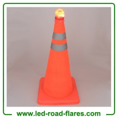 21" Inch 55cm Foldable Retractable Pop up Collapsible Traffic Cones with Base and Top Lights