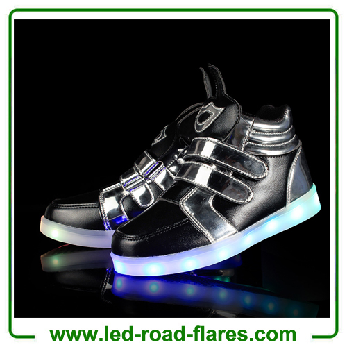 China High Top Boys Girls Children Kids Led Light Up Trainers Red Green White Black