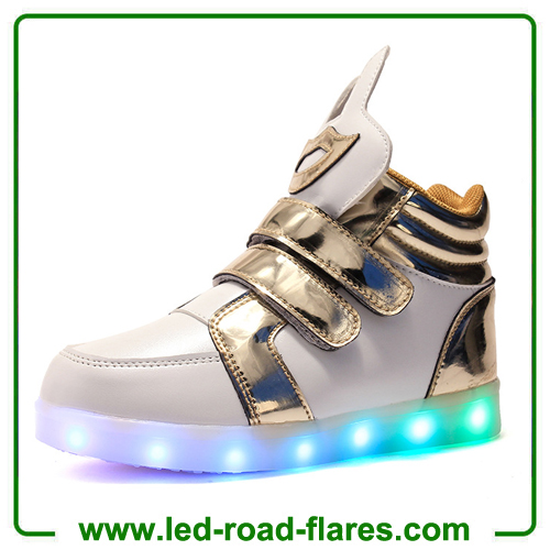 China High Top Boys Girls Children Kids Led Light Up Trainers Red Green White Black