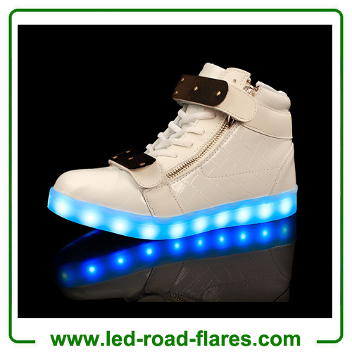 High Top Metal Velcro Led Light Lace up Sneaker Flashing LED Light up Shoes for Couple