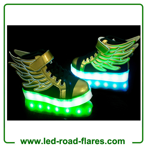 China Light Up Shoes Manufacturer Kids LED Shoes Black Gold Angel Wing Led Light Up Shoes For Boys&Girls