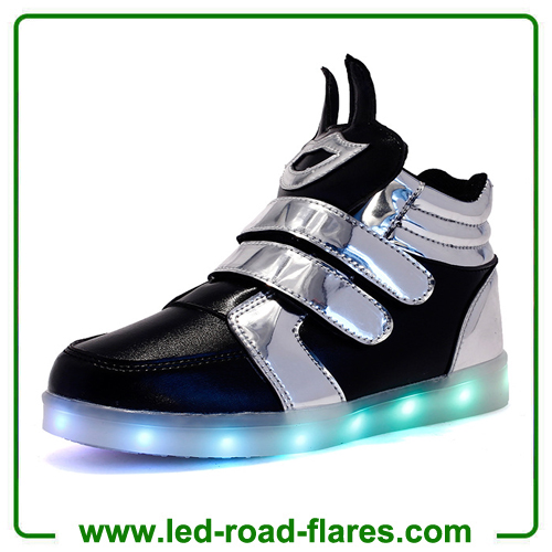 China High Top Boys Girls Children Kids Led Light Up Trainers Red Green White Black