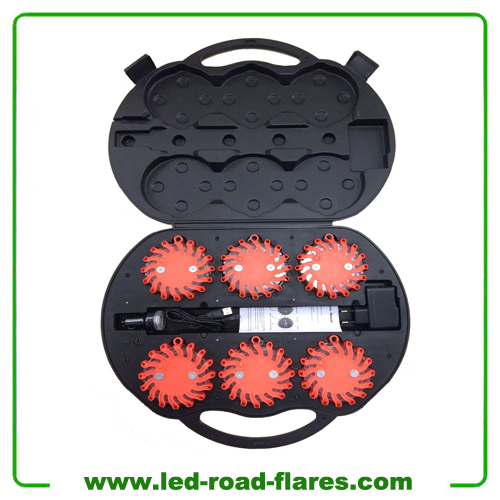 6 Packs Rechargeable Led Road Flares Red