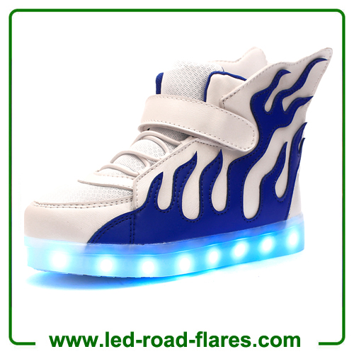 Casual High Top Children Kids Flame Wings Led Light Up Shoes Kids Luminous Led Shoes Glowing Led Sneakers For Boys&Girls