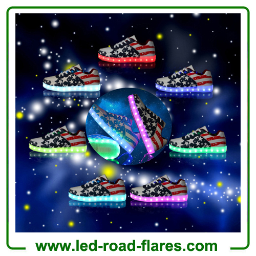 USA Flag Male Female Luminous Led Sneakers Girls Boys USB Charging Led Dance Shoes Stars Led Light Up Shoes