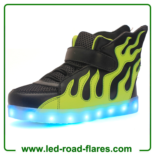 Casual High Top Children Kids Flame Wings Led Light Up Shoes Kids Luminous Led Shoes Glowing Led Sneakers For Boys&Girls