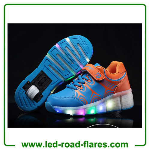 Blue Black Pink Wholesale Kids Led Flashing Shoes Children Led Light Up Roller Sneakers One Single Wheel