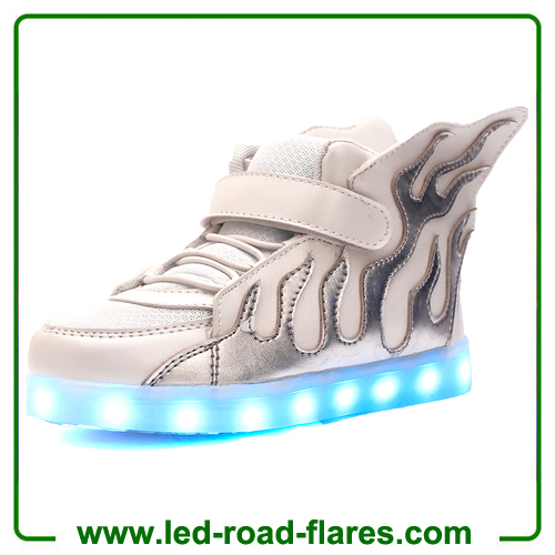 Casual High Top Children Kids Flame Wings Led Light Up Shoes Kids Luminous Led Shoes Glowing Led Sneakers For Boys&Girls