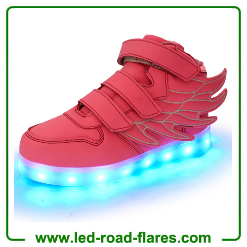 2017 New Angel Wings Series Kids Children LED Luminous Sneakers Fashion Boys & Girls USB Charging Led Casual Shoes With 7 Colors Light