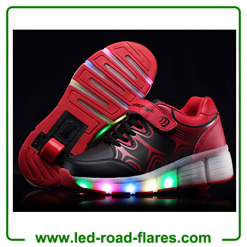 Blue Black Pink Wholesale Kids Led Flashing Shoes Children Led Light Up Roller Sneakers One Single Wheel