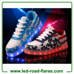 American USA Flag Male Female Luminous Led Sneakers Girls Boys USB Charging Led Dance Shoes Stars Led Light Up Shoes