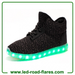 China Led Shoes Manufacturer Gray Pink Black Unisex Adult Coconut Polka Dot High Top USB Charging Led Blinking Shoes Led Dancing Shoes Sneakers