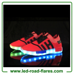 Yellow Black Blue Red Unisex Breathable Sport Led Light Up Shoes And Led Light Up Sneakers With Flyknit Fabric