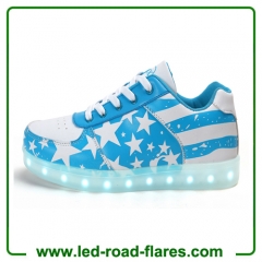 American USA Flag Male Female Luminous Led Sneakers Girls Boys USB Charging Led Dance Shoes Stars Led Light Up Shoes