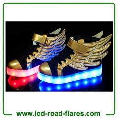 China Light Up Shoes Manufacturer Kids LED Shoes Black Gold Angel Wing Led Light Up Shoes For Boys&Girls