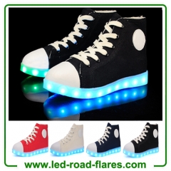 High Top Black Red Blue White Canvas Led Light Up Shoes Sneakers For Adult Unisex Men Women