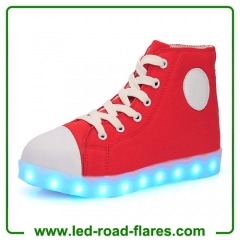 High Top Black Red Blue White Canvas Led Light Up Shoes Sneakers For Adult Unisex Men Women