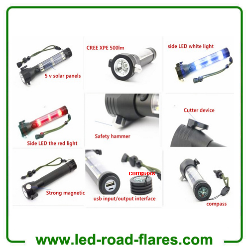 China Aluminum Alloy Car Auto Escape Safety Hammer With Solar Flashlight and Mobile Power Supply Manufacturer Supplier Factory