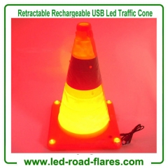 16" 18" Orange Foldable Collapsible USB Rechargeable Cones Pop up Rechargeable Traffic Cone