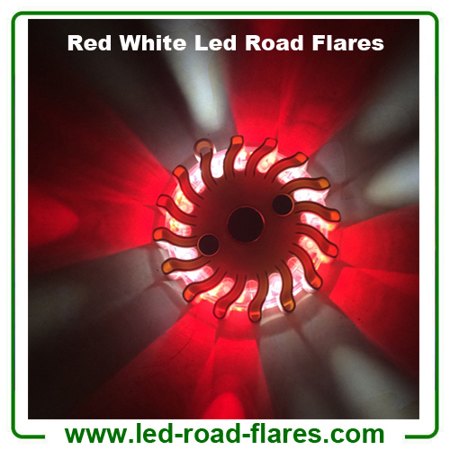 Duo Colours Red White Led Road Flares Rechargeable