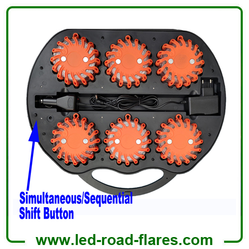 ICS Simultaneous Asynchronous Synchronous Sequential 6 Pack Led Road Flares Rechargeable Led Warning Strobe Light
