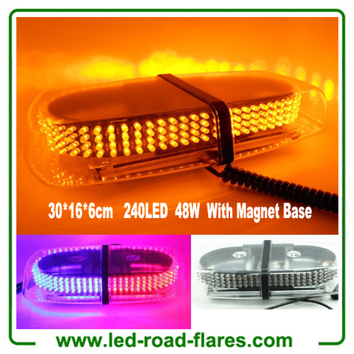 12V 48W 240 LED Emergenecy Warning Flashing Lights Amber Hazard Beacon Lights Bar Recovery Strobe Light with Magnetic Base