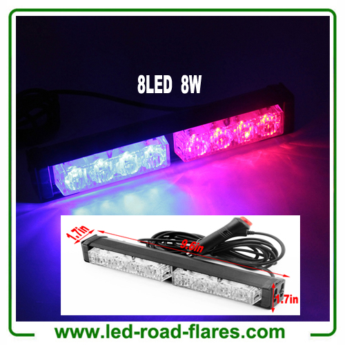 8W 8 LED Light Bar Emergency Warning Flash Strobe Lights