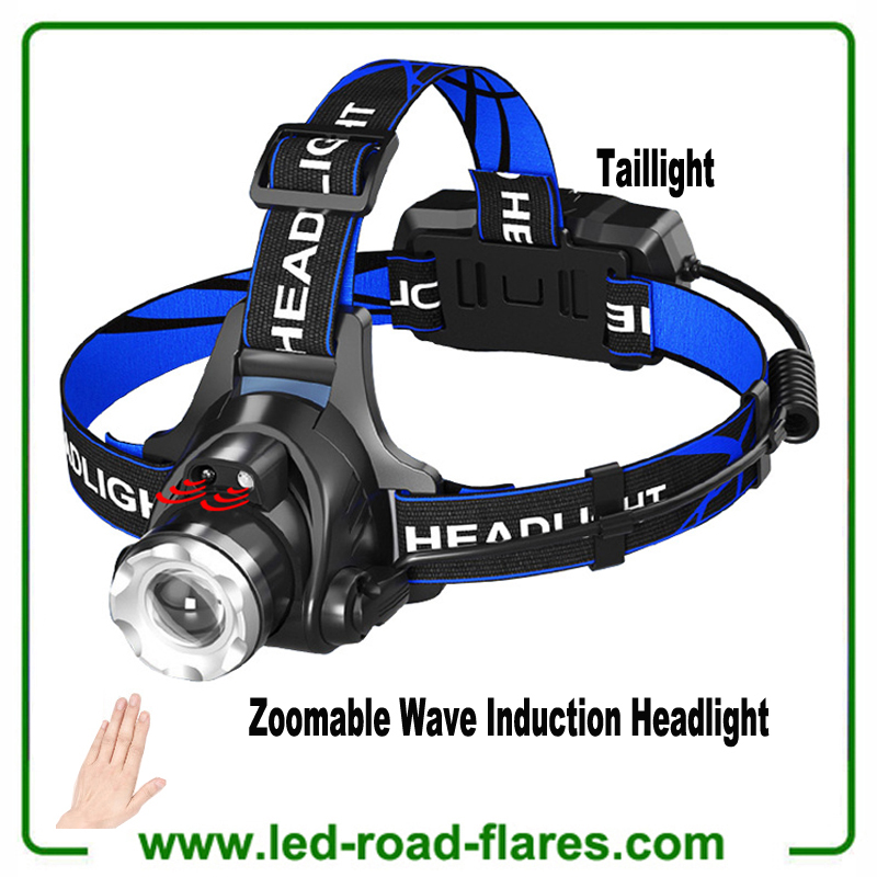 Rechargeable Headlamp LED Headlamp Flashlight Waterproof LED Head Torch Head Light Headlight with Red Warning Light for Camping, Fishing, Car Repair, Outdoor