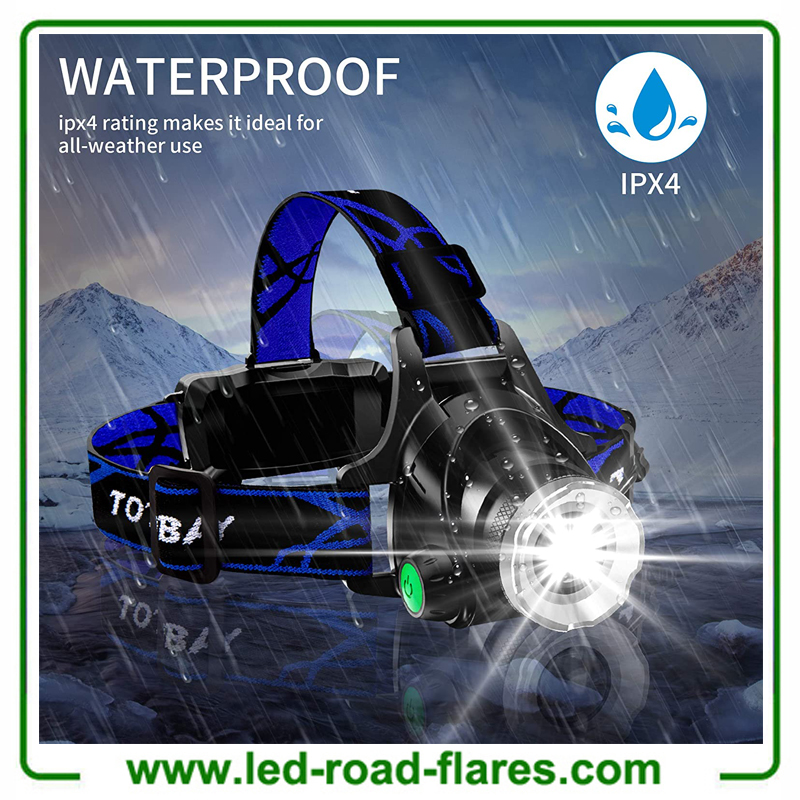 Zoomable Rechargeable Headlamp Super Bright LED Headlamps USB Rechargeable IPX4 Waterproof Led Flashlight Work Light Hard Hat Light for Camping, Hiking, Outdoors
