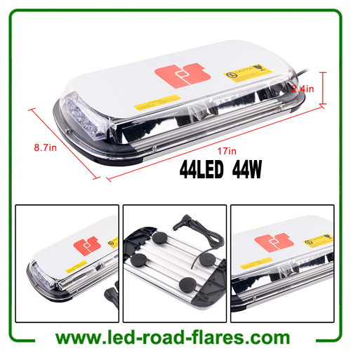 12V 44W 44 LED Emergenecy Warning Flashing Lights Amber Hazard Beacon Lights Bar Recovery Strobe Light with Magnetic Base